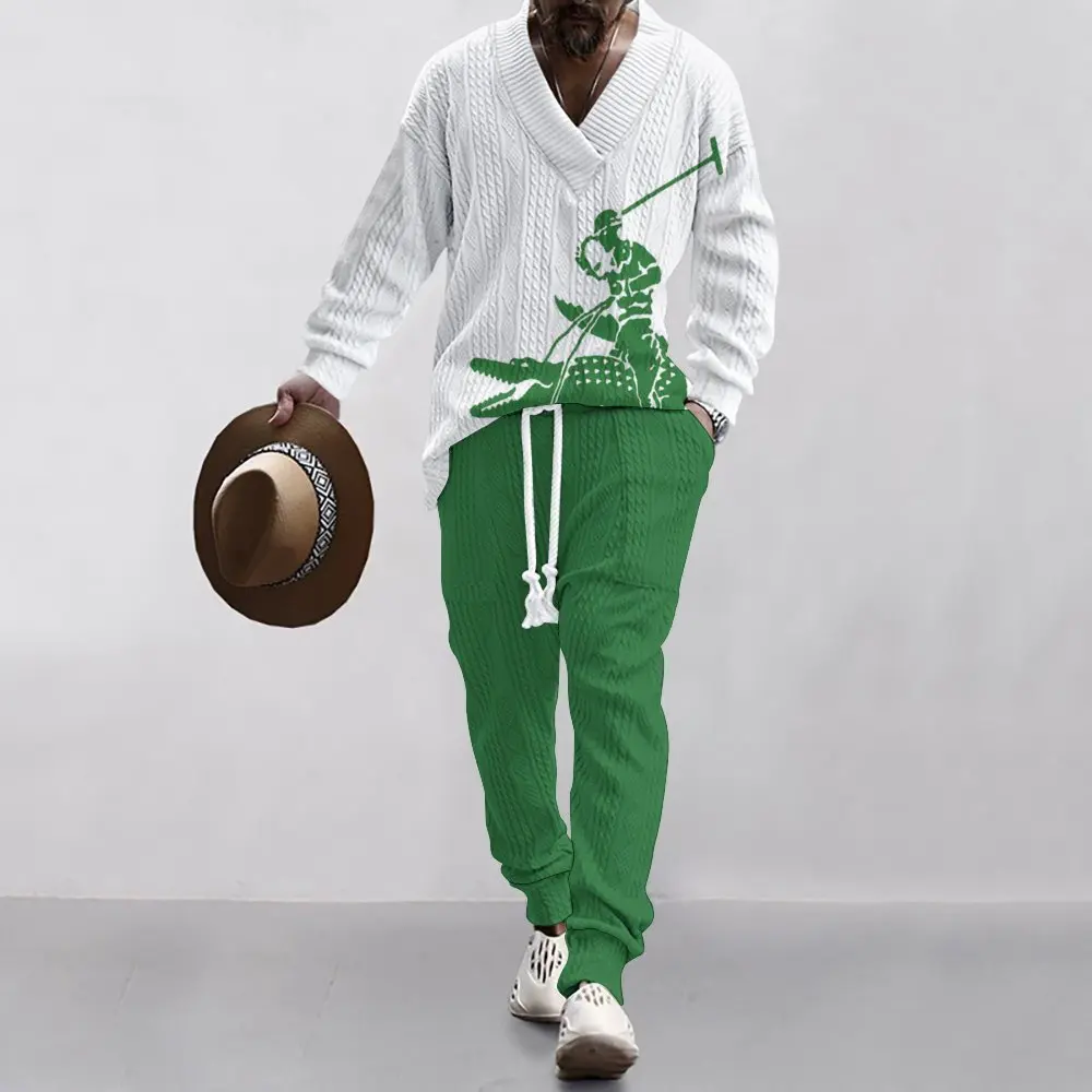 Мужской комплект из футболки и брюк свободная футболка с длинным рукавом