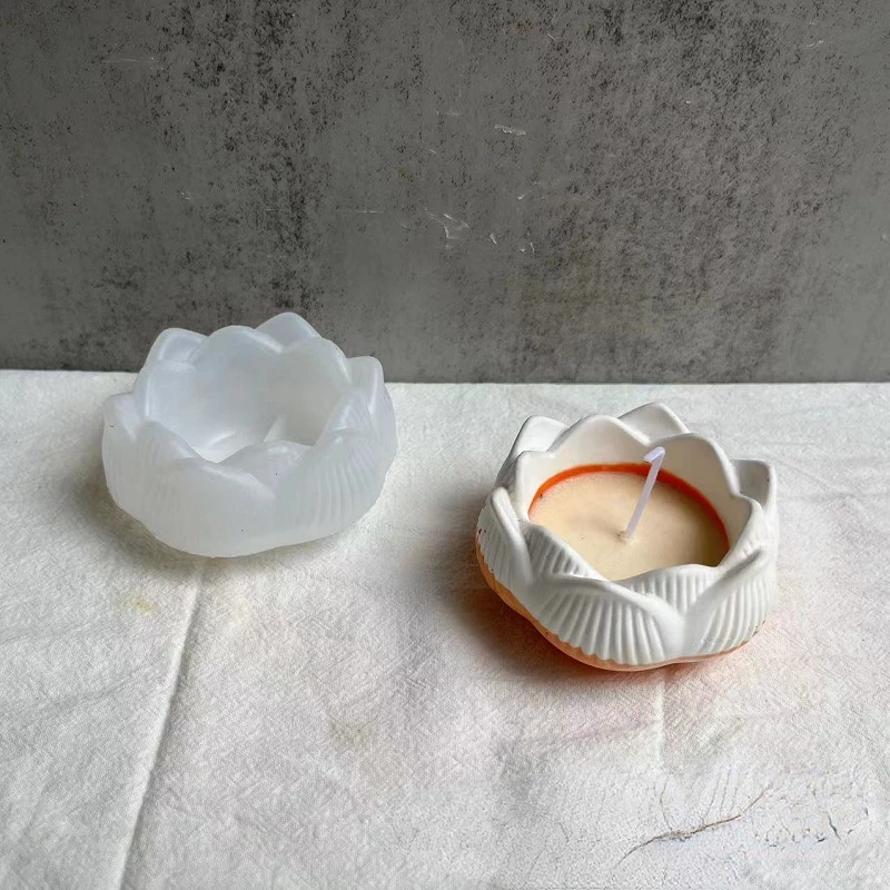 Silicone Mold Lotus Ornament Storage Box Candle Cup Plaster 