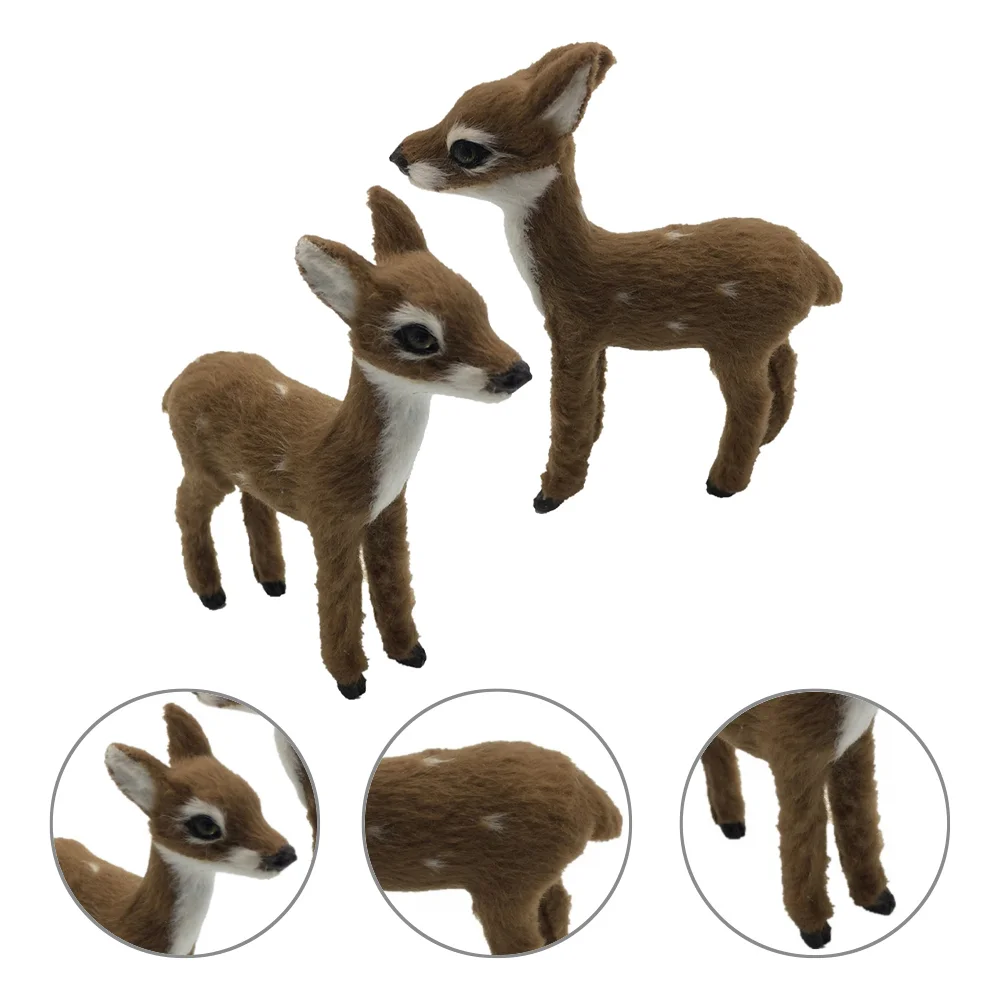 

2pcs Plush Deer Home Adornment Home Decor Deer Figurines Deer Adornment Deer Crafts Small Reindeer Figurines