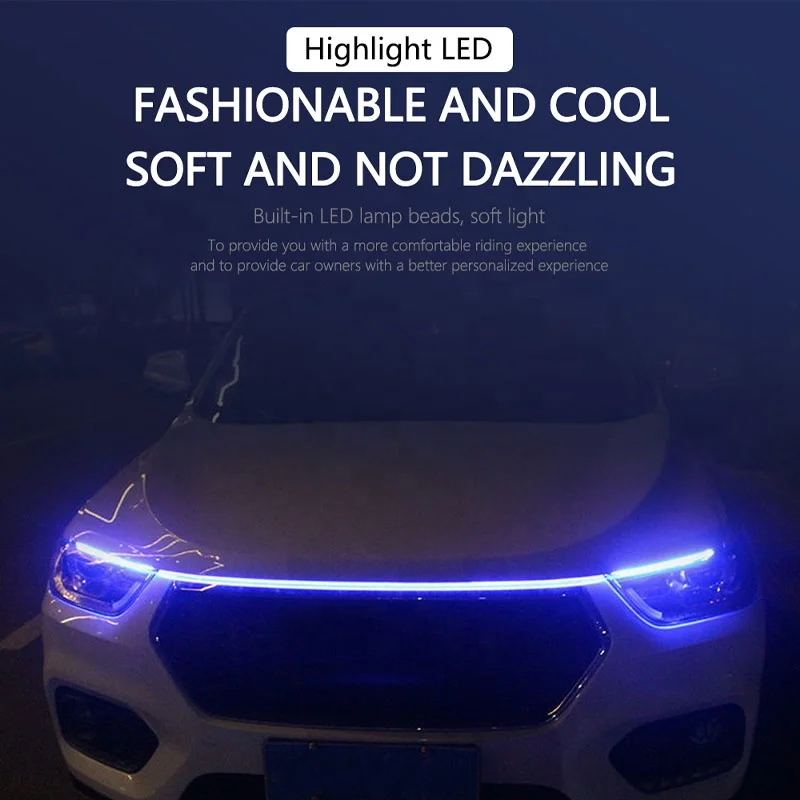Продажа Сканирование при запуске Подсветка капота автомобиля Универсальная полоса фар Дневные ходовые огни DRL Декоративная лампа Бар 12V Окружающая... Купить Сканирование при запуске Подсветка капота автомобиля Универсальная полоса фар Дневные ходовые огни DRL Декоративная лампа Бар 12V Окружающая...