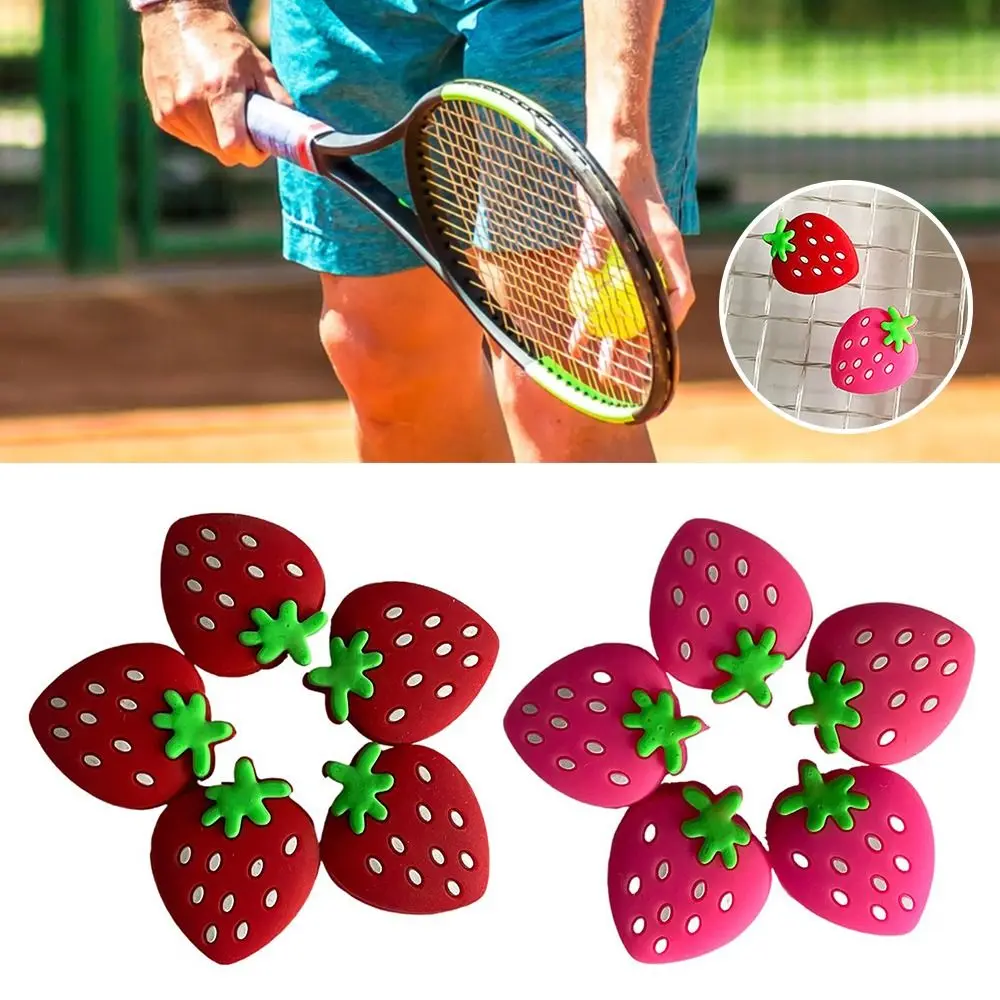 

Supplies Red Pink Elbow Protection Cartoon Strawberry Tennis Racket Shockproof Racquet Shock Absorber Silicone Damper