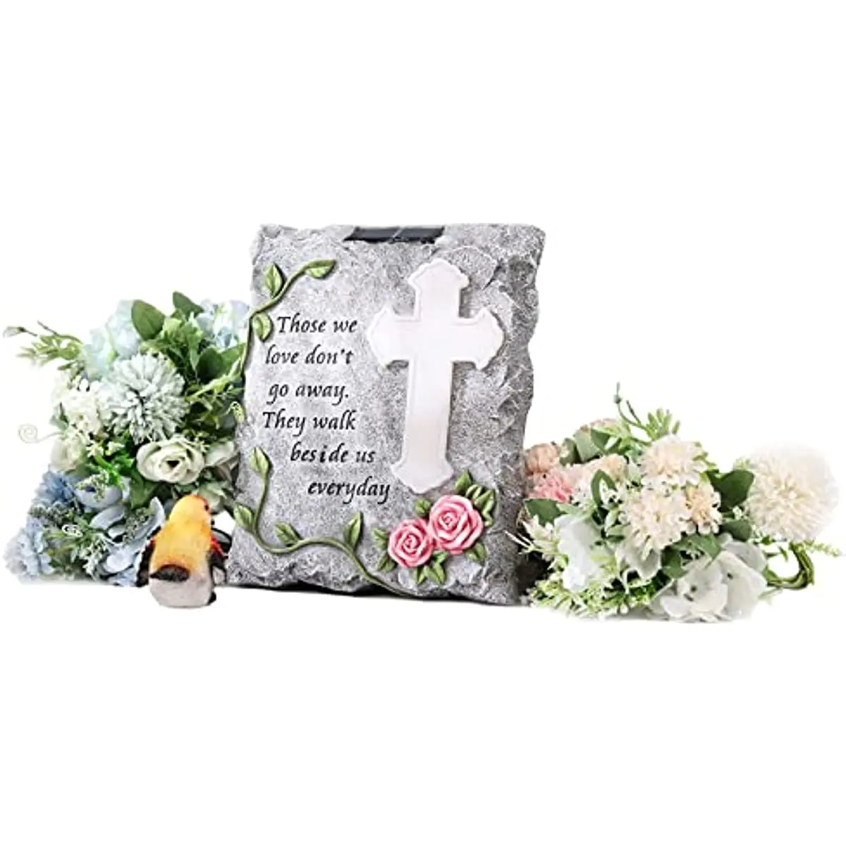 

Garden Commemorative Stepping Stone Outdoor, Cross, Solar LED Lamp Outdoor Waterproof, Touching Souvenir Gift - Condolence Gift