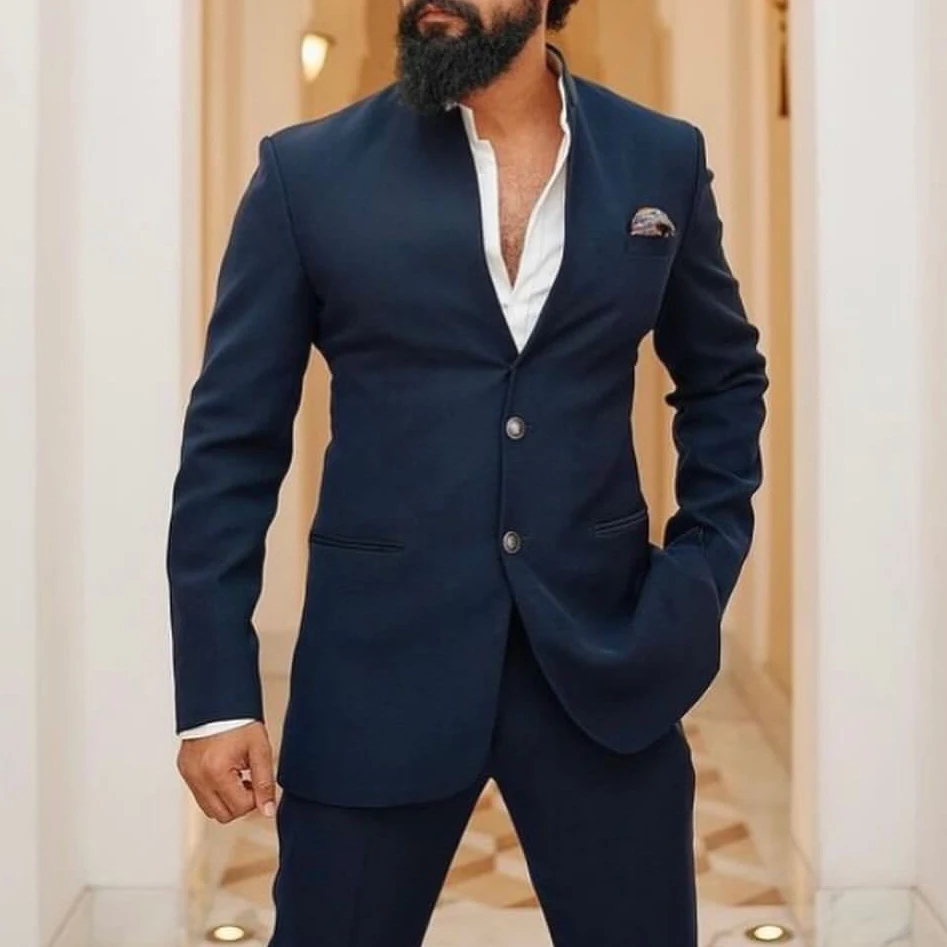 Элегантные темно-синие костюмы для телефона Блейзер свадебный смокинг жениха