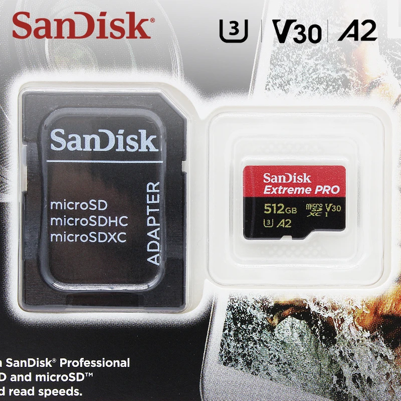Оригинальная карта SanDisk ExtremePRO microSDXC UHS-l с адаптером 64G 128G 256G 512G 1T U3 A2 V30 4K 32G A1 для планшетамонитораПК (art.: 3920d090e67fd) - 3920d090e67fd