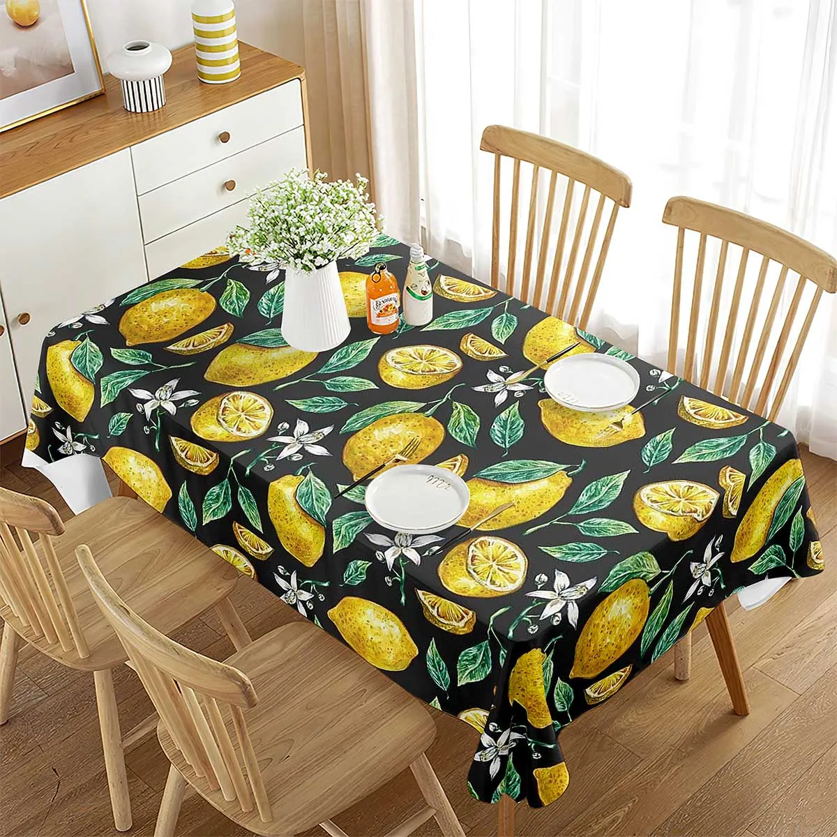 

Мультяшная прямоугольная скатерть с лимоном, Винтажный дизайн, искусство для дома, кухни, чайного столика, столовой, банкета, свадьбы, гости...