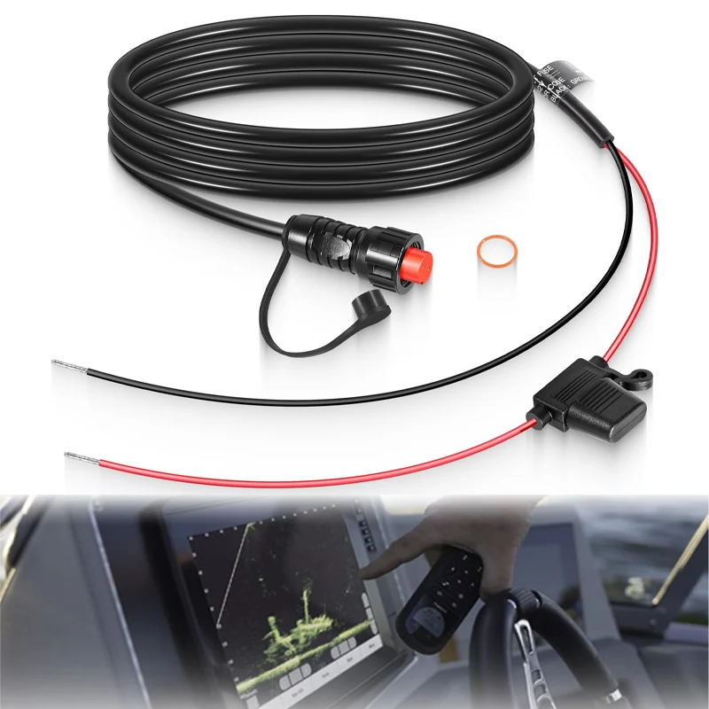 Фото Кабель питания с резьбой Garmin 010-11425-01, длина 6 футов/1,8 м - подходит для Garmin GLS, GPSMAP, GSD, LiveScope - в комплекте фиксирующее кольцо. №2