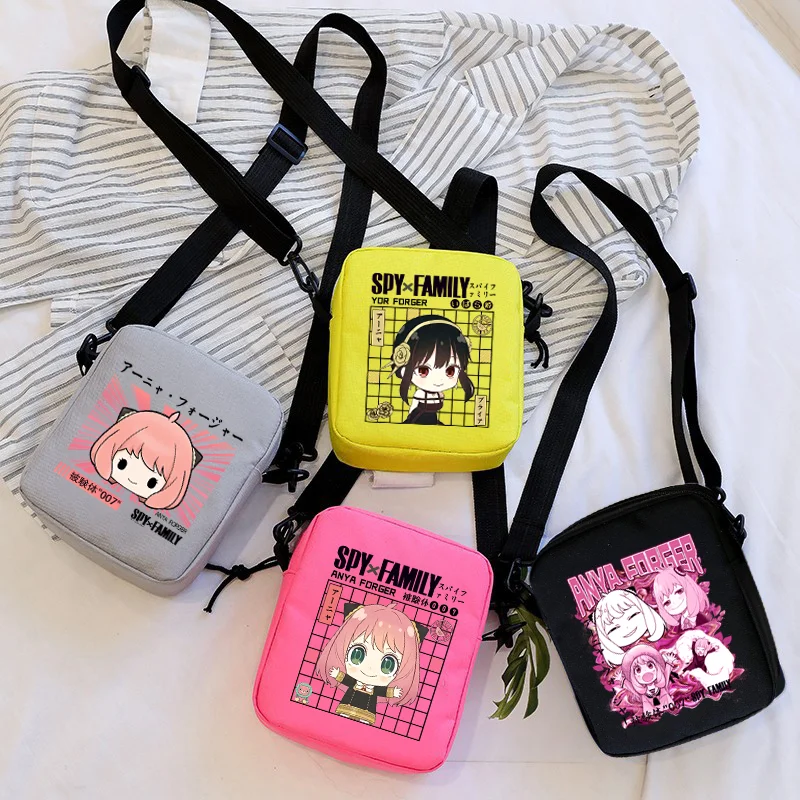 

Сумка-мессенджер с принтом аниме спай×family Anya, мини холщовые сумки на плечо, повседневные уличные кошельки на молнии, Сумка через плечо, сумк...