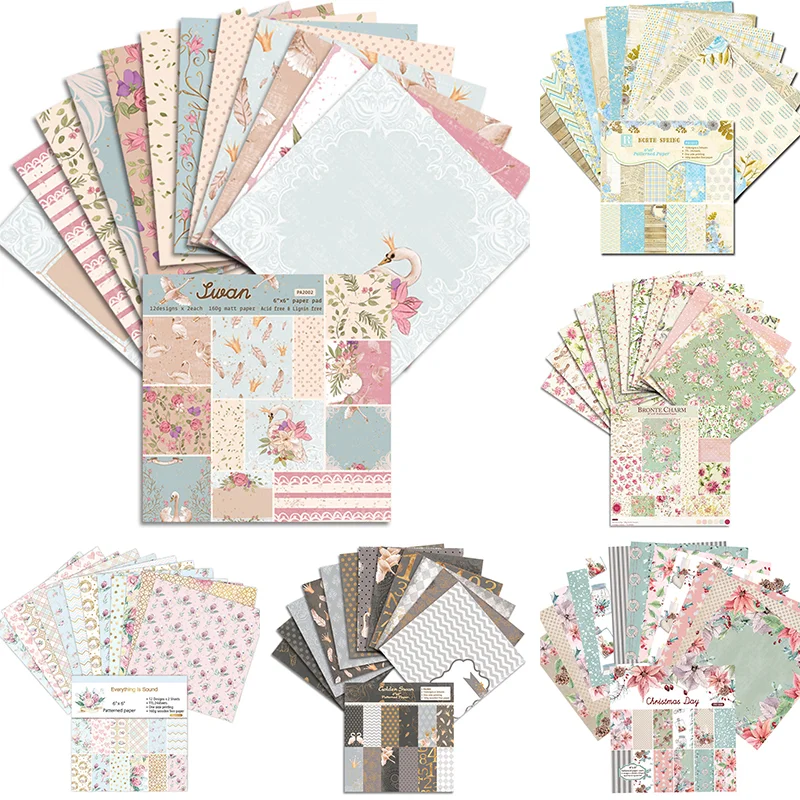 

24 шт., бумажный фон для скрапбукинга, 6 дюймов