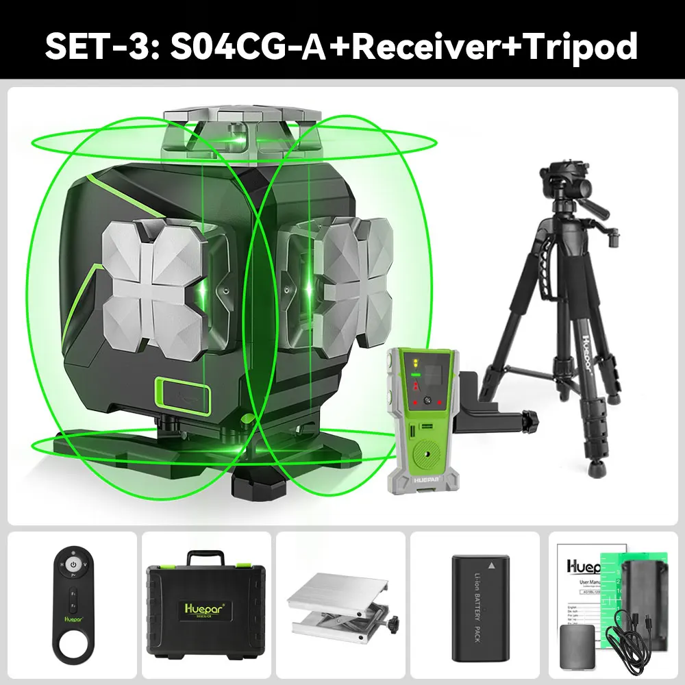 Huepar 16 линий 4D лазерный уровень зеленый