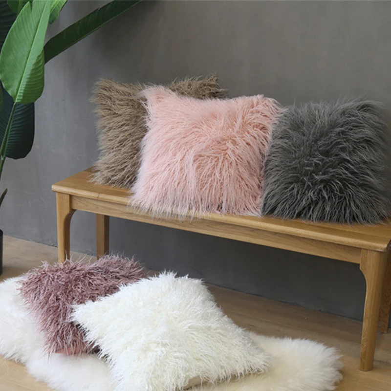 

Soft Fur Plush Cushion Cover Home Decor Pillow Covers Living Room Bedroom Sofa Decorative Pillowcase 43x43cm Shaggy Fluffy Cover