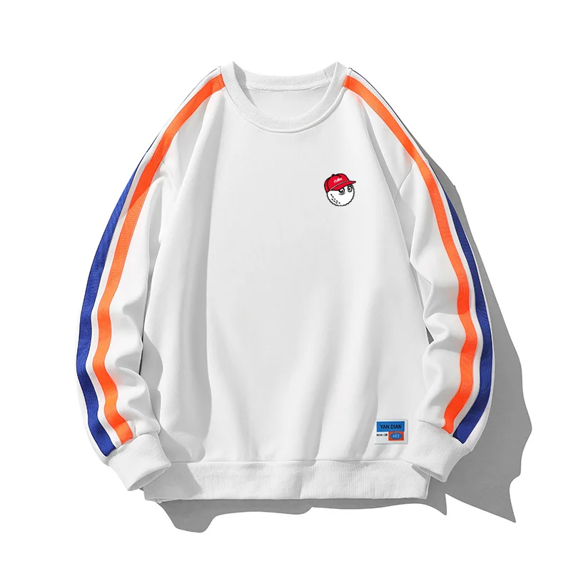Hip Hop Men Malbon Golf Spring Autumn Casual Sweatshirt Streetwear Pullover Male Contrast Color Golf Loose Long Sleeve O-Neck