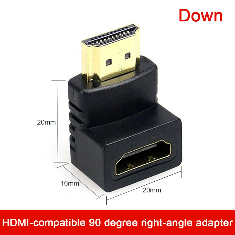 Фото HDMI-совместимый адаптер под прямым углом 90 градусов HDMI-совместимый конвертер 270 градусов штекер-гнездо удлинитель угловой разъем №3