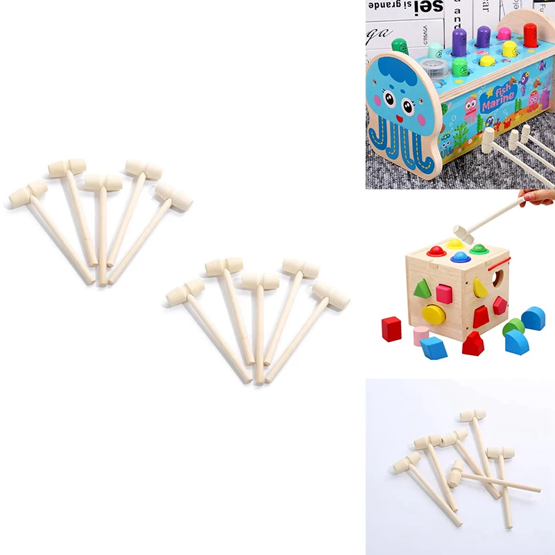 

10 Pcs Mini Wooden Hammer Mallet Crab Lobster Seafood Biscuits Children's Toys Handmade Children's Toys