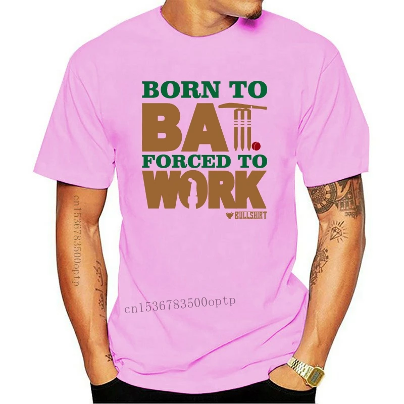 

Camiseta de manga corta para hombre, prenda de vestir, con estampado de Born To Bat Forced To Work, de estilo deportivo, 2021, 2