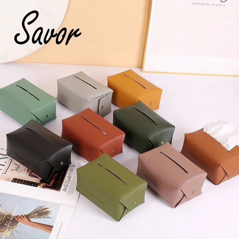 

Genuine Leather Tissue Boxes Case Home Hotel Paper Holder Office Car Leather Container Organizer Box Rectangle Storage Bag