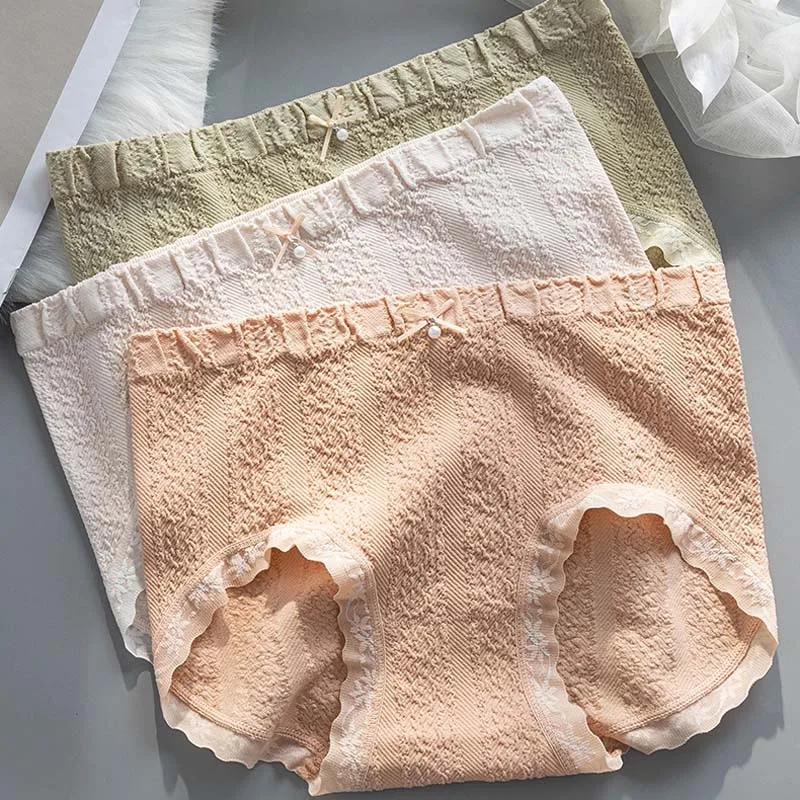 

Roseheart Women Fashion Green Pink Cotton High Waist Panties Underwear Lingerie Seamless Briefs M L XL 3XL Underpants Plus Size