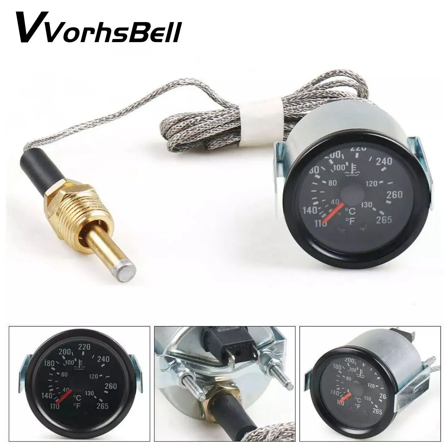 

Указка 2 дюйма, 52 мм, измеритель температуры воды, ℃ и ℉, черная поверхность + кабель датчика 1,8 м