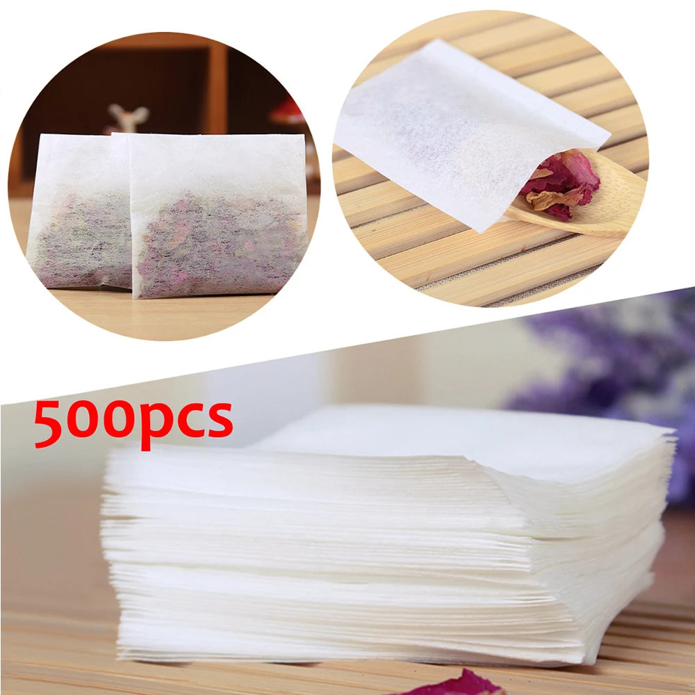 500pcs Tea Bags 50X60mm Disposable Drawstring Teabags Empty For Food Grade Non-woven Fabric Paper Coffee Filters Teaware