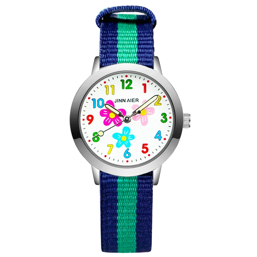 

Fashion Wrist Watches Cartoon Flower Style Children's Kids Student Girls Boys Quartz Leather Nylon Strap Clock JA32