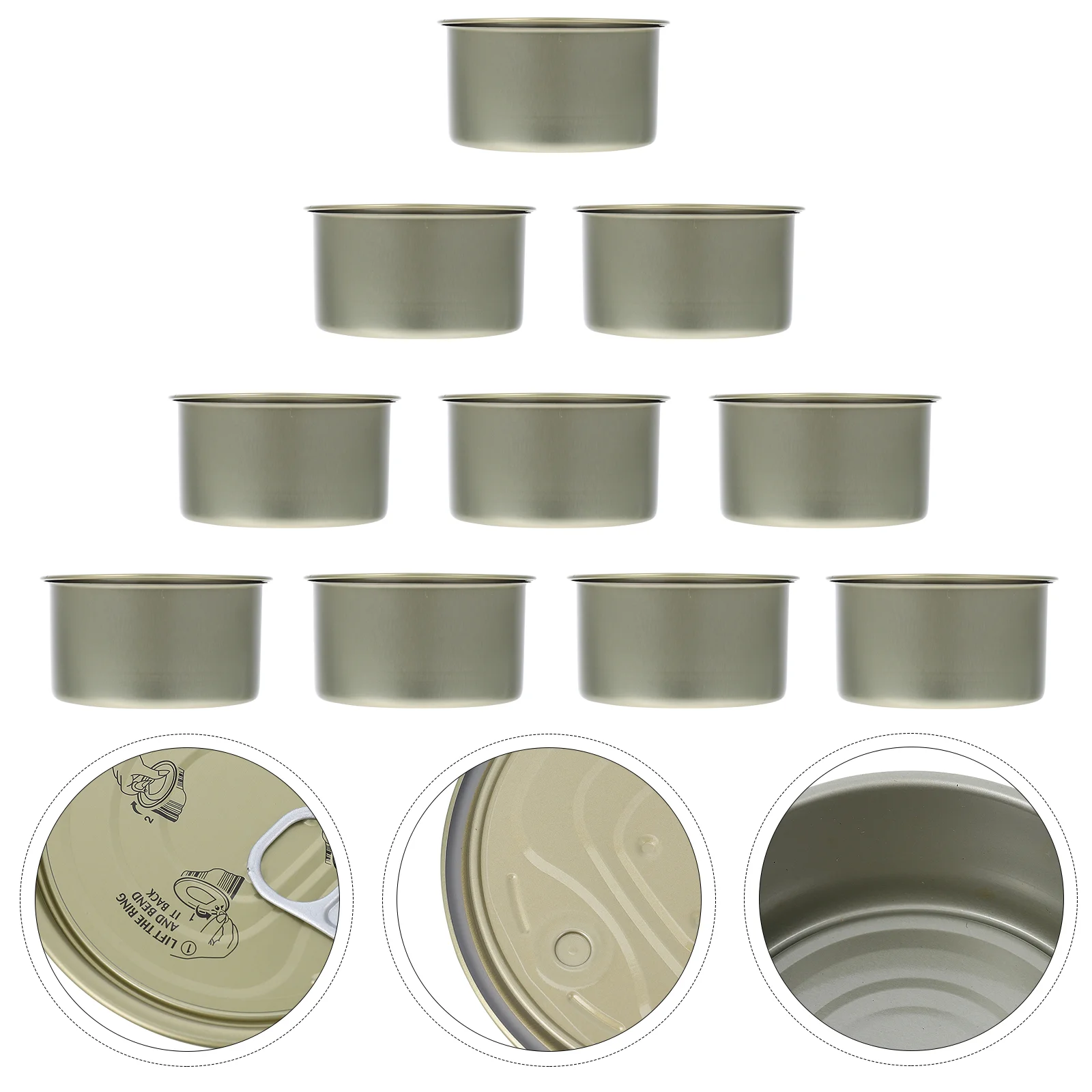 10 Pcs Canning Food Jars Empty Storage Tins Tuna Can Empty Tin Jars Metal Round Tins Containers Lids