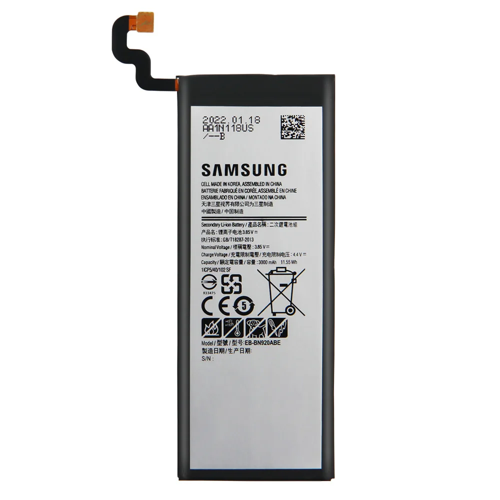 Оригинальная запасная аккумуляторная батарея для Samsung GALAXY Note 5 телефон N9208 N9200 N920t