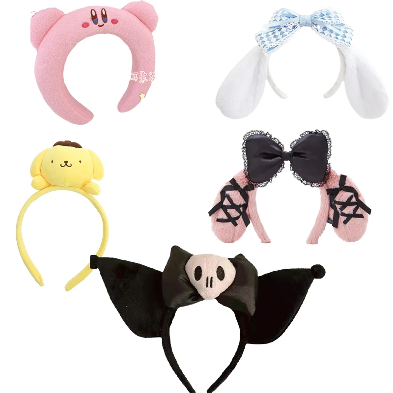 

New Sanrio Melody Kuromi Cinnamoroll Hellokitty Hair Accessories Cute Cartoon Plush Headband Face Wash Hairband Headgear Kawaii