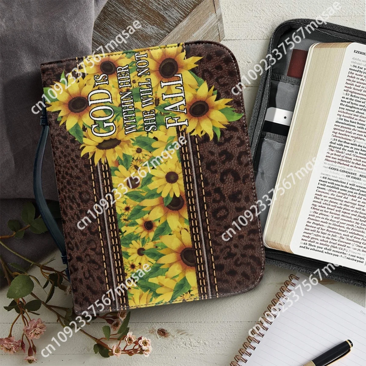 Модная сумка для Библии с принтом подсолнечника женщин чехол христианской