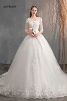 2022 v neck elegent wedding for women court train tulle lace appliquesbridal gown vestido de novia custom made