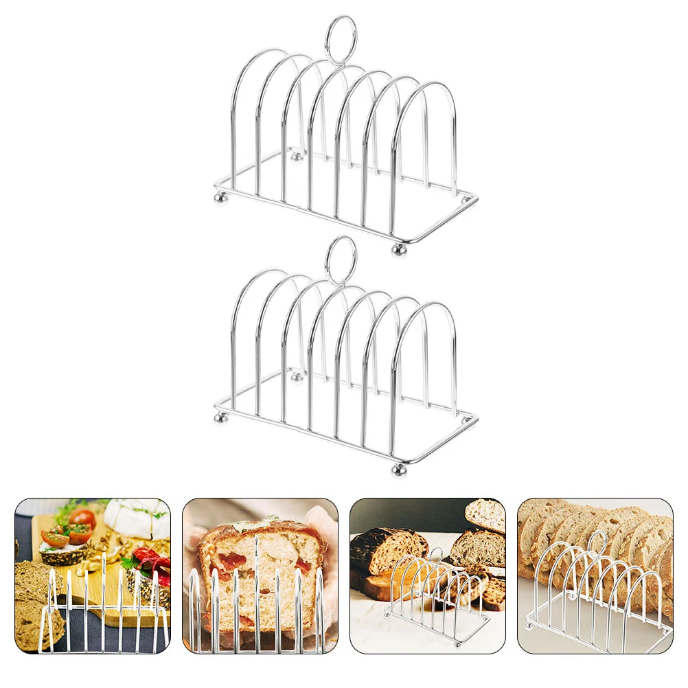 

2 Pcs Toast Rack Stainless Steel Display Shelves Bread Cutting Board Kitchen Holder