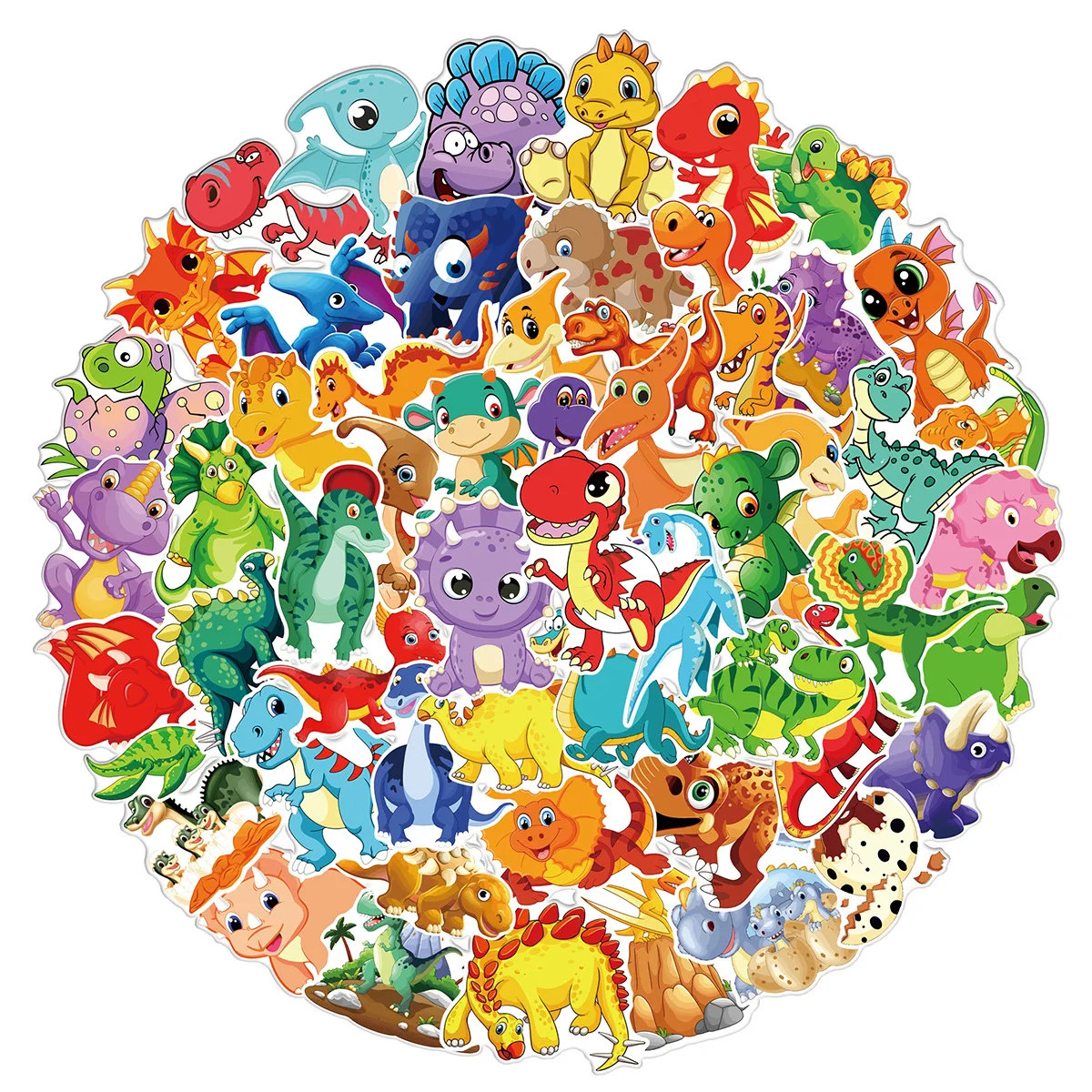 

60 Sheets of Cartoon Cute Dinosaur Graffiti Stickers Non-repeating Car Trolley Case Notebook Waterproof Children's DIY Toys