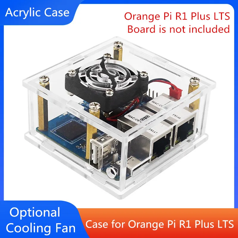 

Акриловый чехол для Orange Pi R1 Plus LTS Board, прозрачный корпус, легкая установка, рассеивание тепла, дополнительный охлаждающий вентилятор