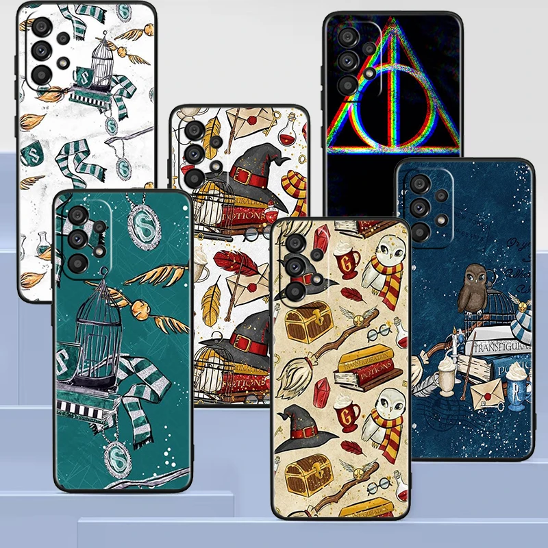

Potters Magic Art Ring Boy Wand Black Phone Case For Samsung A73 A72 A71 A53 A52 A51 A42 A33 A32 A23 A22 A21S A13 A03 5G Cover