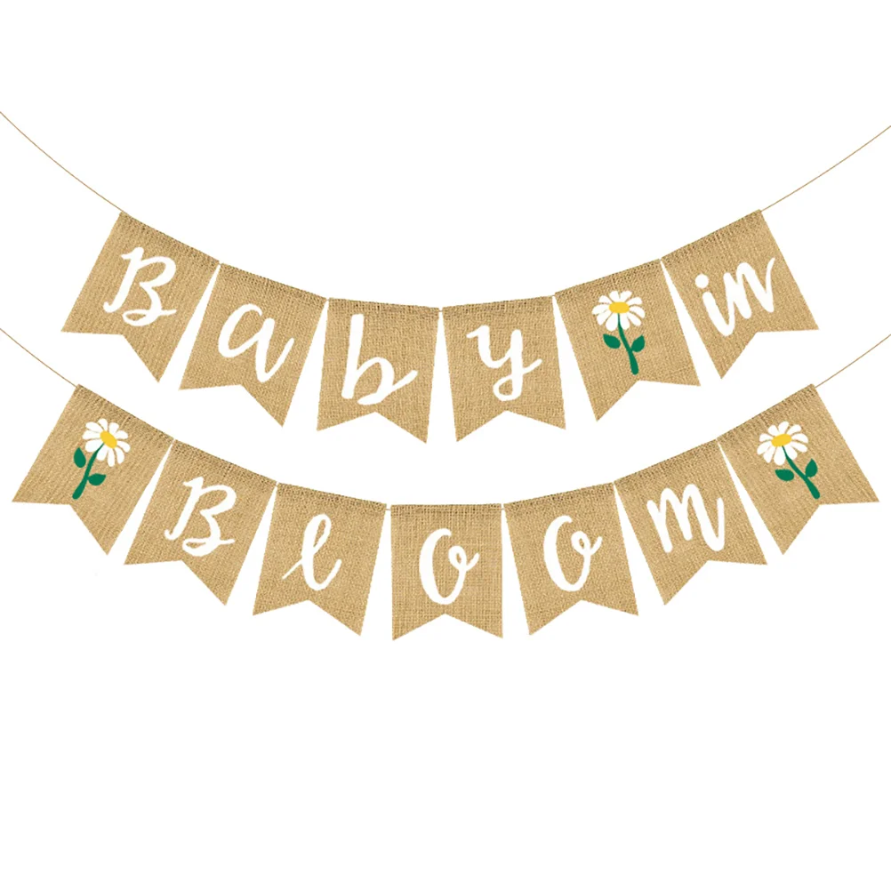 

Banner Baby Shower Pennant Party Birthday Bunting Photo First Favors Supplies Newborn Hanging Fabric Decoration Rustic Girl