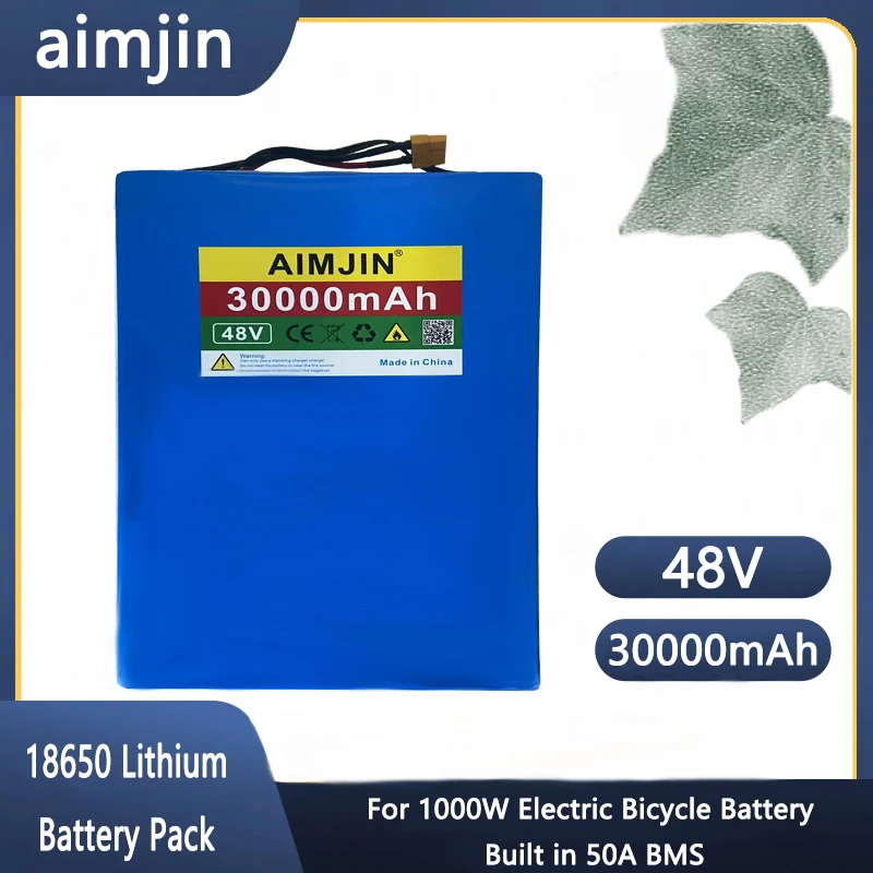 

48V 30000mAh 18650 Lithium Battery Pack For 1000W Electric Bicycle Cell Built in 50A BMS
