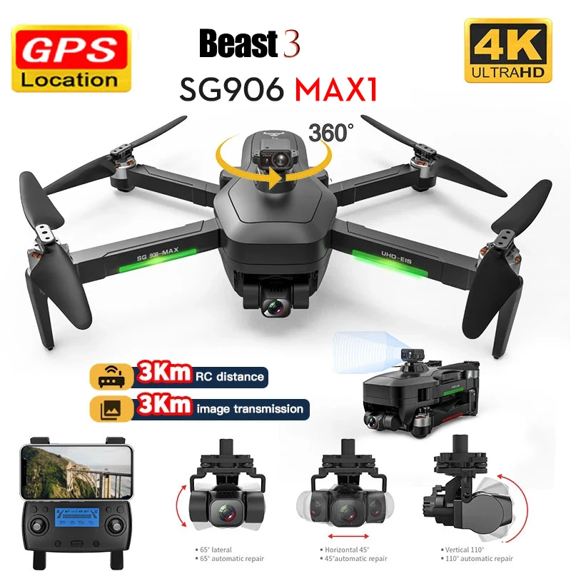 

SG906 MAX 1 / Pro 2 Professional FPV 4K Camera Drone with 3-Axis Gimbal 3KM Brushless GPS Quadcopter Obstacle Avoidance RC Dron