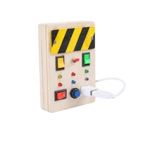 montessori busy board for toddlers wooden sensory toys for toddlers with light led buttons pluggable wires gifts boys
