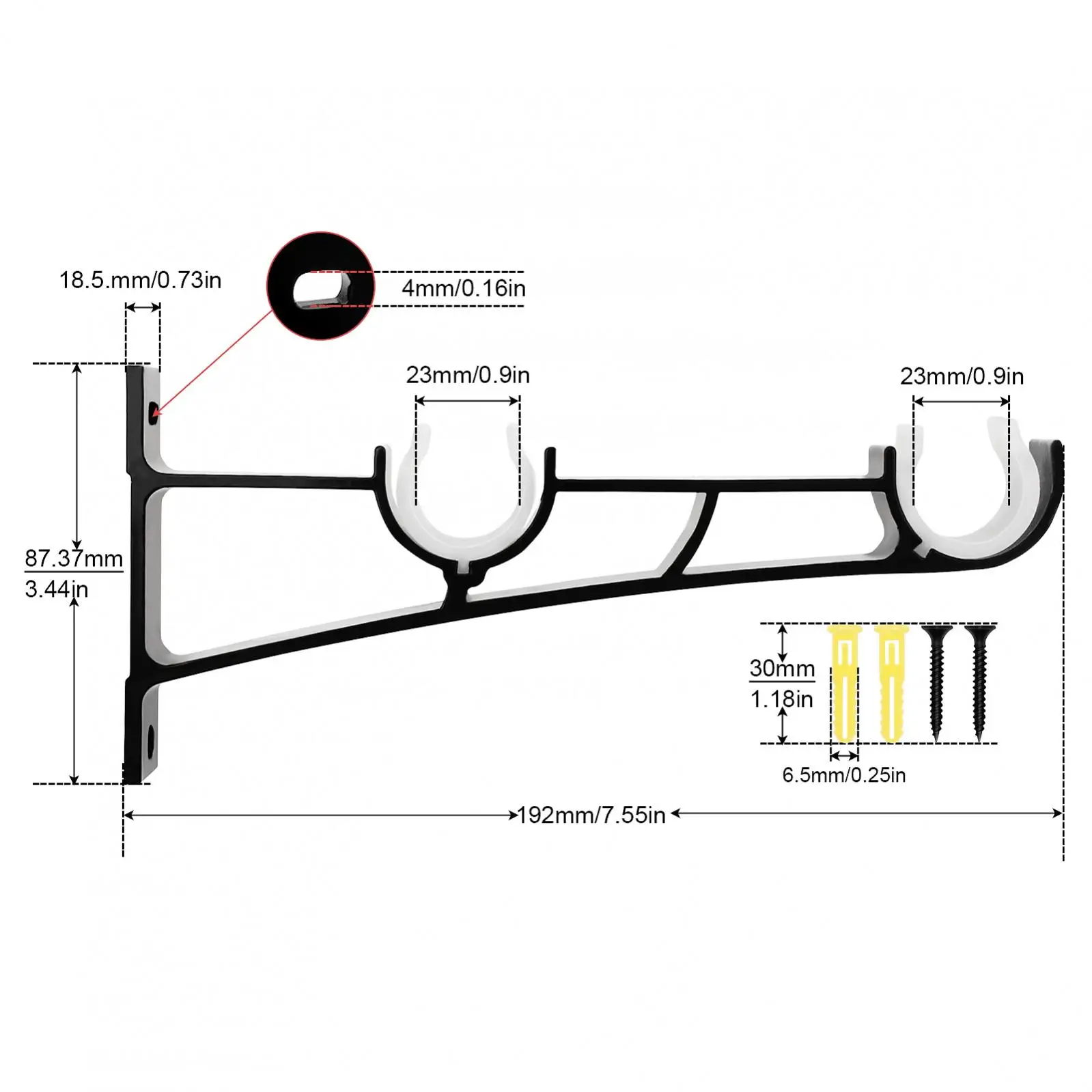 4 шт. черные двойные кронштейны из алюминиевого сплава для занавесок Римский