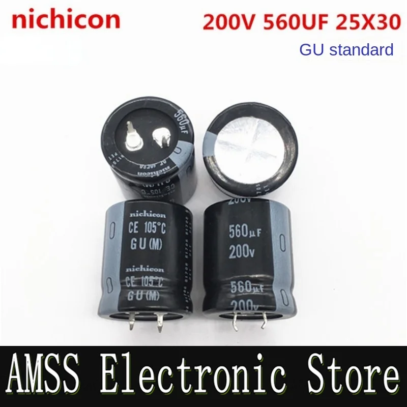 AMSS (1 шт.) 560 мкФ 200 В 25X30 Япония электролитический конденсатор Nichicon 25*30 GU 105 градусов
