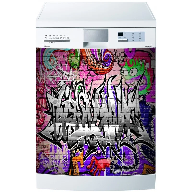 

Wholesale 3D Hot Graffiti Dishwasher Refrigerator Freeze Sticker Art Fridge Door Cover Wallpaper Kitchen Wall Stickers