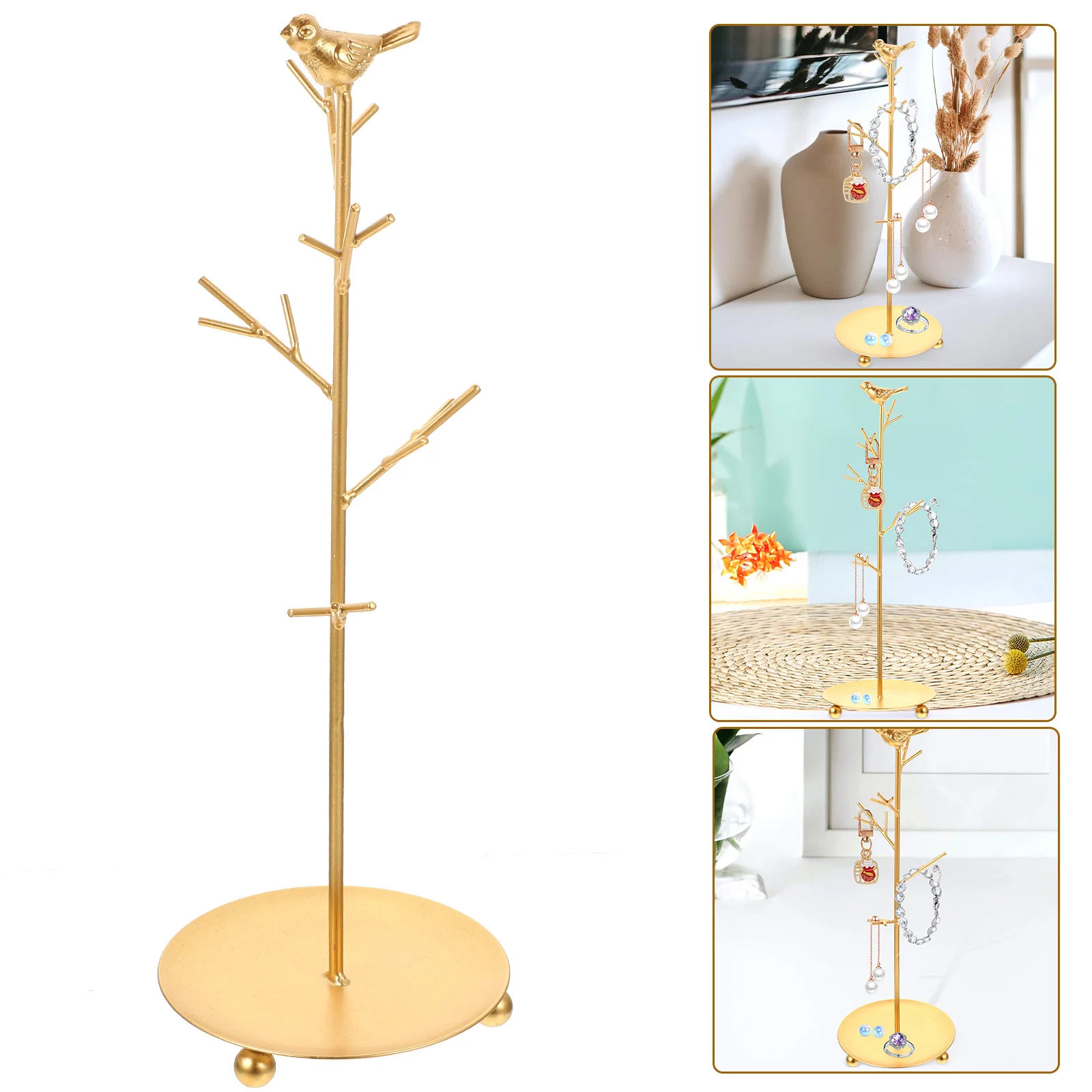 Купи Jewelry Stand Necklace Display Holder Organizer Rack Earring Tree Hanger Pendant Birds Bracelet Tower Ring Tabletop Plate Metal за 421 рублей в магазине AliExpress