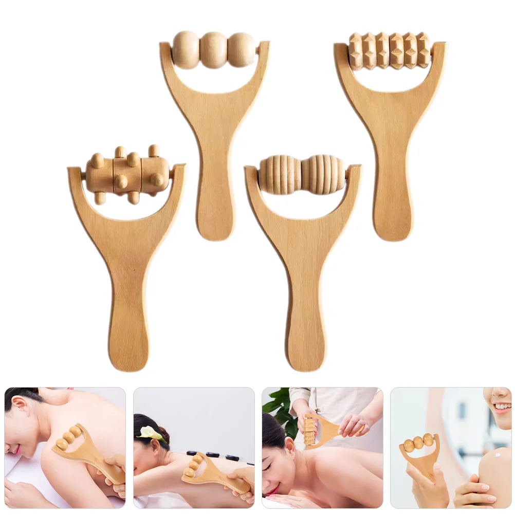 

4pcs Wood Massage Tools Wooden Roller for Back Neck Foot Leg Arm Massager Relief