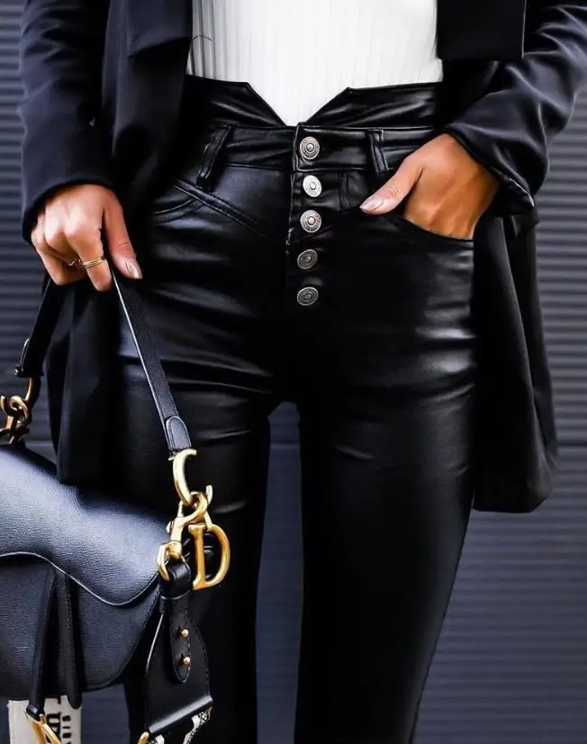 

New Hot Sale Women Mirror Leather Leggings Reflective Shiny Stretch Tighten Pu Leather Pants High Waist Slim Sexy Leggings