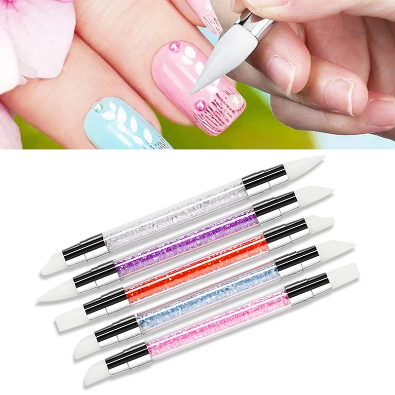 

Silicone Pen Manicure Hollow Carving Emboss Sticker Magic Mirror Powder Cloud Brocade Flash Point Drilling Tool Pressing -1 Set