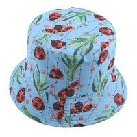 bucket hat women summer sunshine protection wide brim ladybug pattern beach outdoor holiday accessory for men