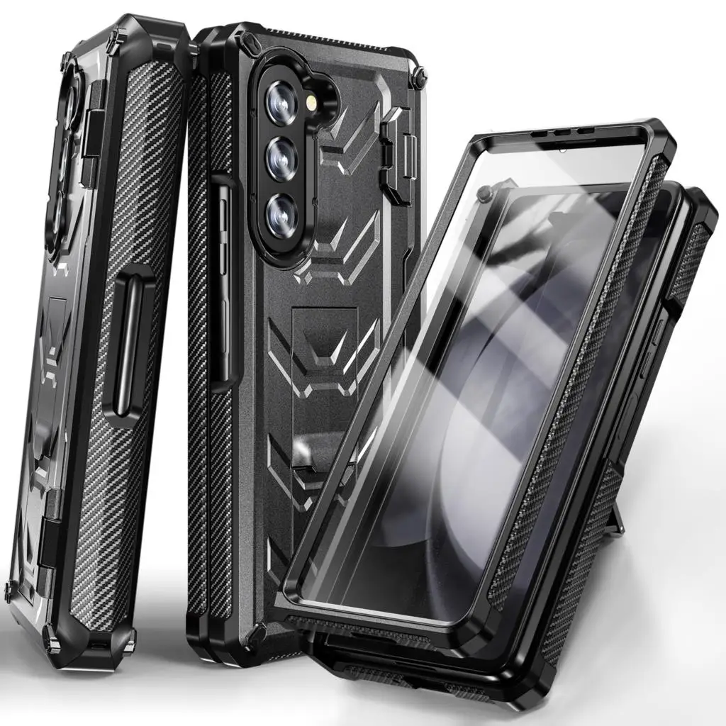 

Foldable Hinge Pen Holder Case For Samsung Galaxy Z Fold5 Fold4 Fold3 Fold 5 4 3 Hard Case Shockproof Armor Cover with Kickstand