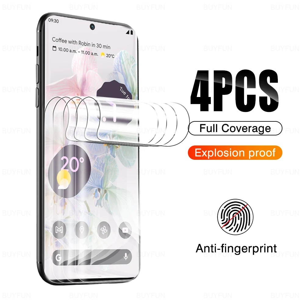 

Гидрогелевые пленки 4 шт. для Google Pixel 6a 7pro, Защитная пленка для экрана, полное покрытие для дисплея Google 6 Pro, мягкая защитная пленка, не стекло