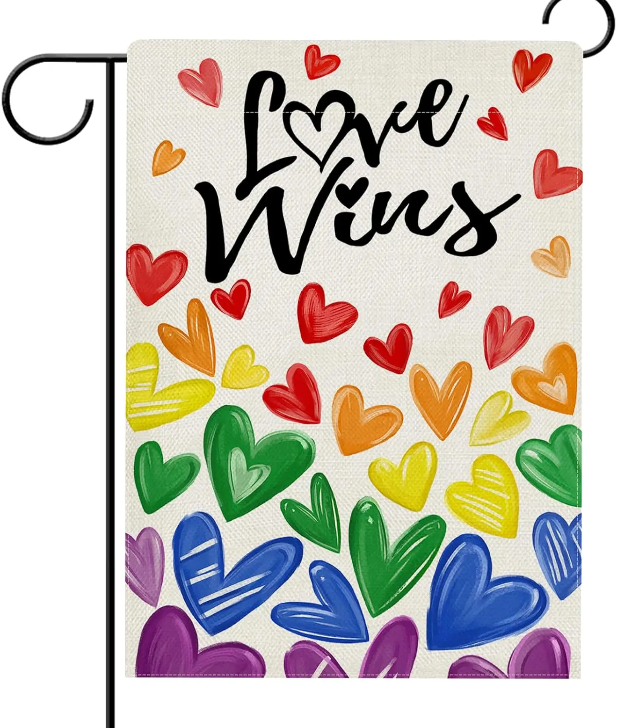 Hzppyz Love Wins Rainbow Heart Садовый флаг двусторонний ЛГБТК Гей Лесбиянка Декоративный