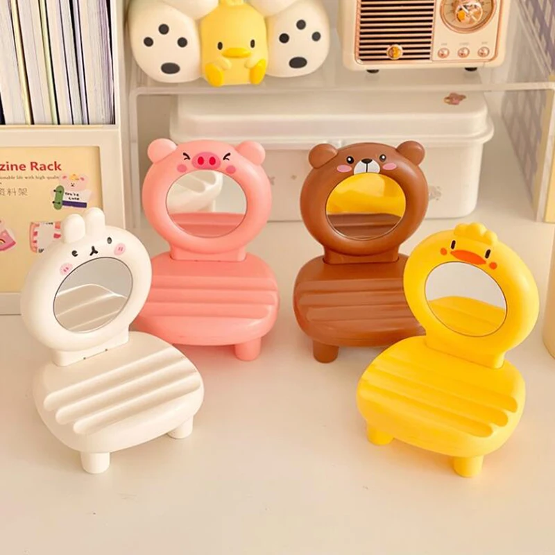 

Cute Animals Phone Holder with Mirror Kawaii Adjustable Phone Bracket Office Tablet Support Phone Stand Holder Desk Organizer