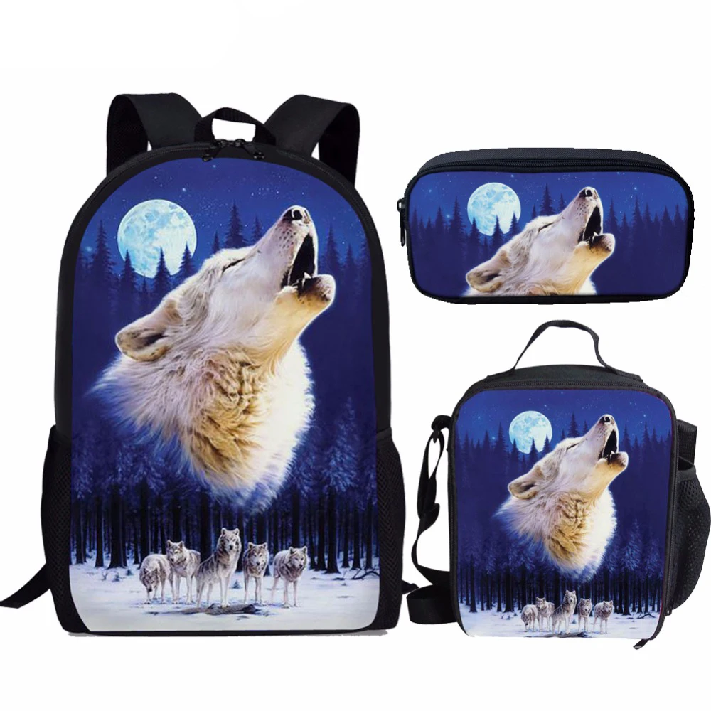 

Cute Wolf 3D Print Kids Backpack Girls Boys School Bags For Kid Book Bag Bagpack Children 3pcs/Set Schoolbag Primary Satchel