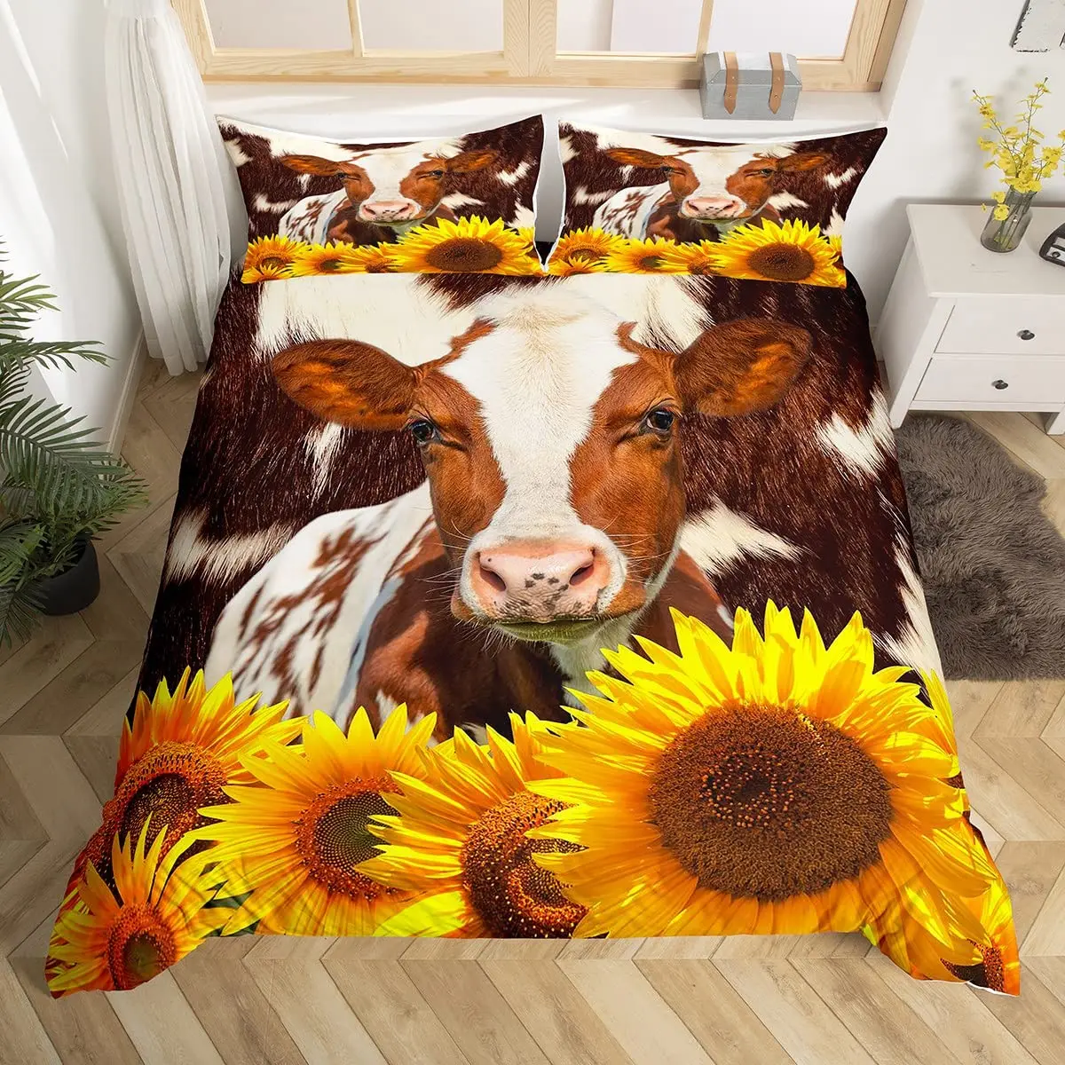 

Комплект постельного белья для мальчиков, корова, пододеяльник, рустикальный винтажный комплект постельного белья в западном стиле с диким...